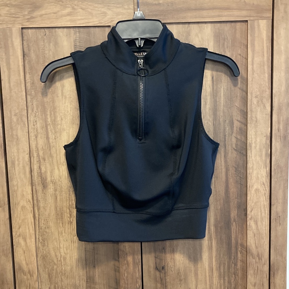 New York & Company Gabrielle Union Black Sleeveless Scuba Crop Top Size XS